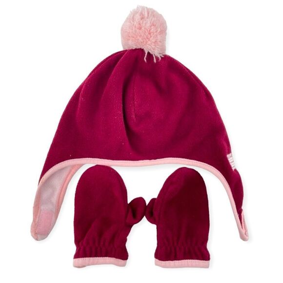 Old Navy Little Girl’s Wine Stain Performance Fleece Winter Hat Mittens Set Lrg - Picture 1 of 15